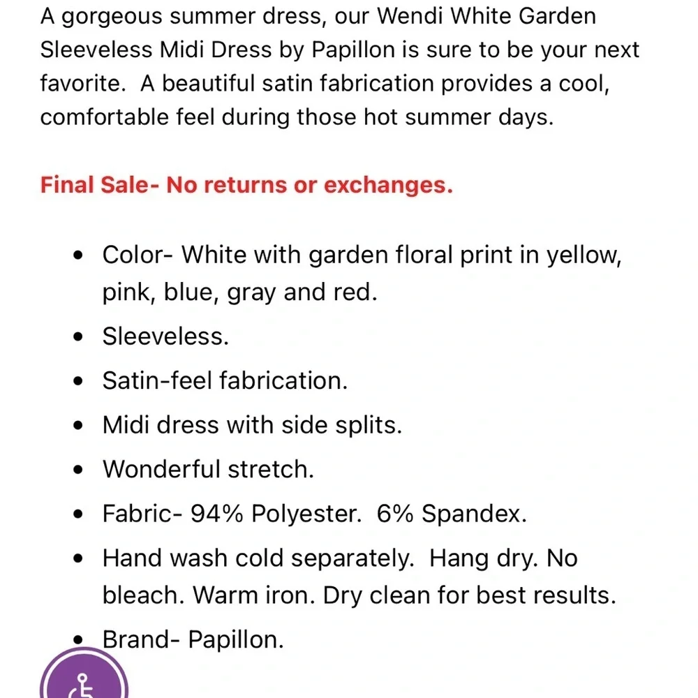 Papillon Floral Sleeveless Maxi Dress White Yellow Blue Size Large - Picture 3 of 10